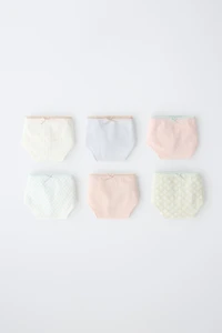 6-14 ANS / LOT DE SIX CULOTTES À IMPRIMÉS GÉOMÉTRIQUES