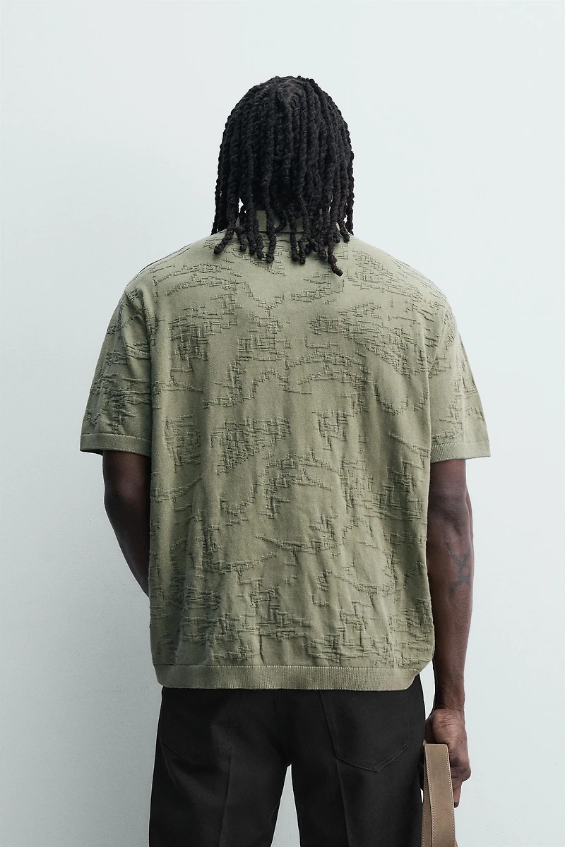 RELAXED FIT JACQUARD KNIT POLO SHIRT