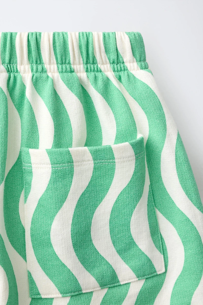WAVY PRINT PLUSH SHORTS