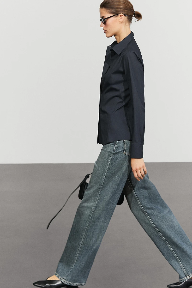 Cotton blend poplin shirt
