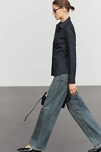 Cotton blend poplin shirt