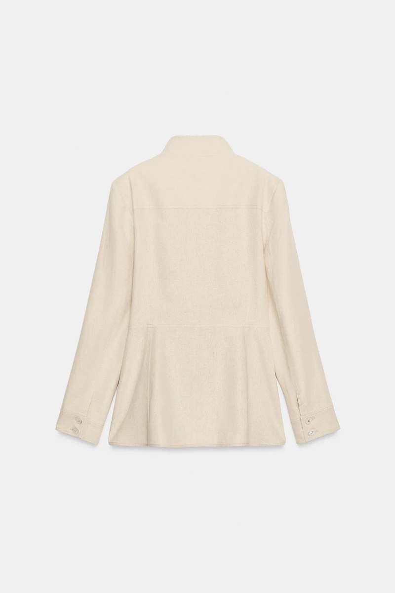 VESTE CINTREE EPAULETTES AVEC LIN