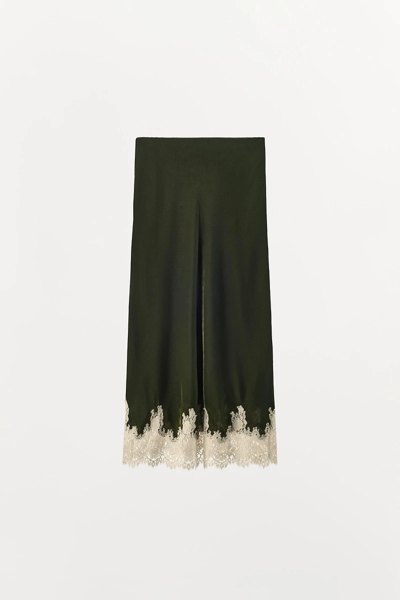 VELVET LACE MIDI SKIRT