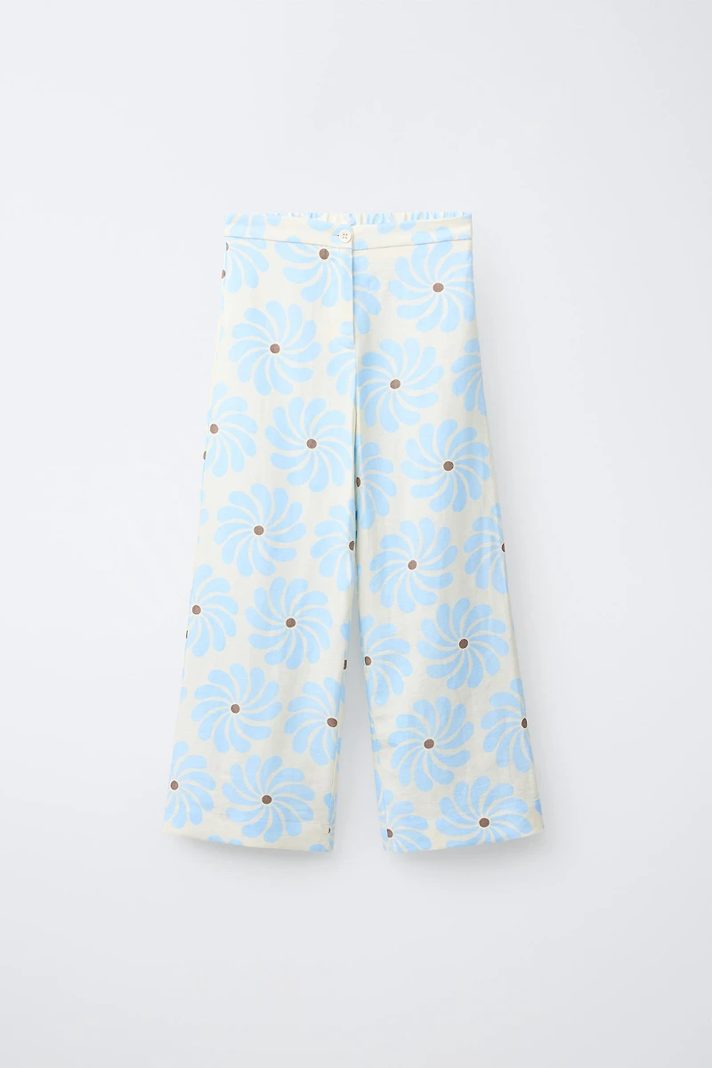 WIDE LEG PANTS WITH DETACHABLE PAREO PRINT