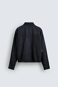 CROPPED FIT RIPPED EFFECT JACKET
