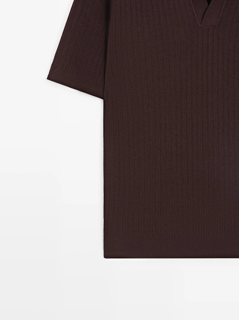 Jacquard knit polo sweater