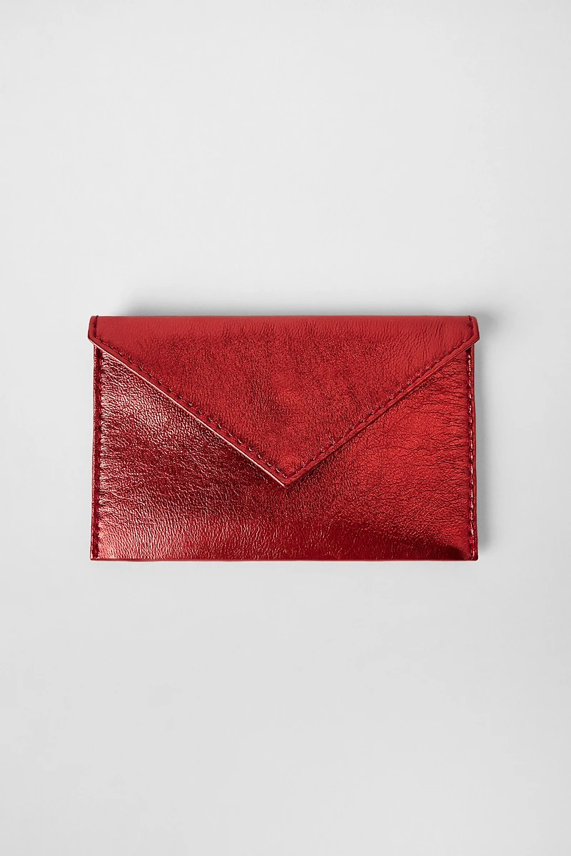 METALLIC EFFECT DOUBLE LEATHER WALLET KATE MOSS X ZARA
