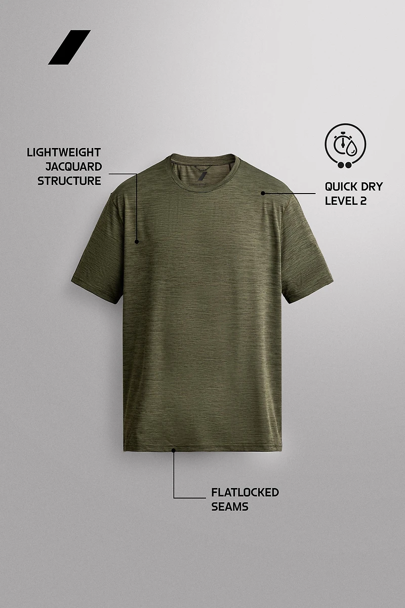 STRIPED TECHNICAL JACQUARD T-SHIRT