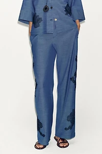 FLORAL WIDE LEG PANTS