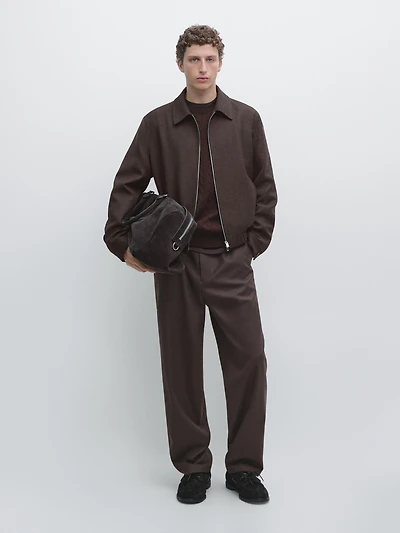 Blouson bomber en laine avec fermeture Éclair