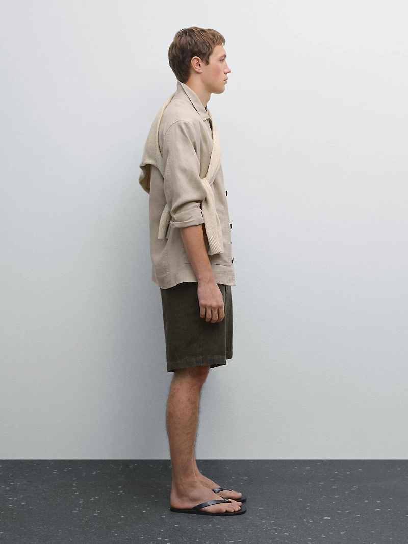 100% linen Bermuda shorts