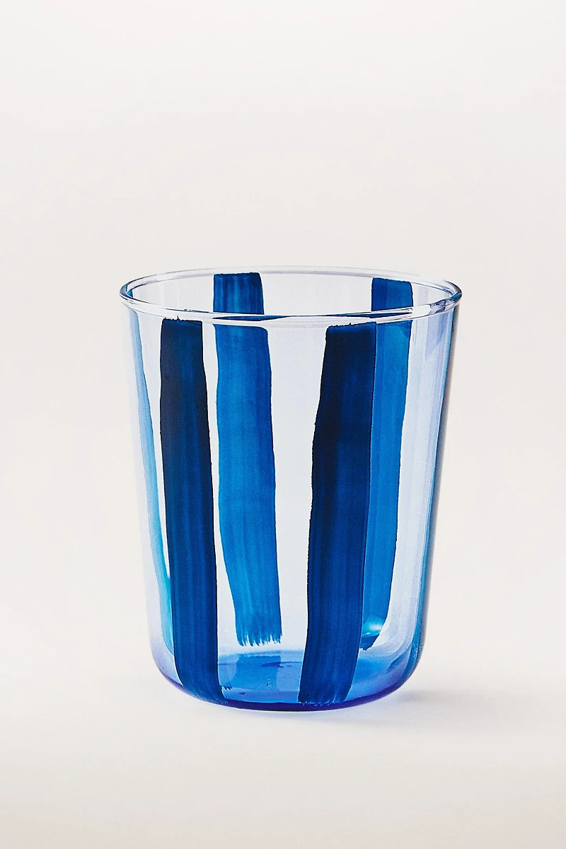 GLASS TUMBLER WITH LINE DESIGN