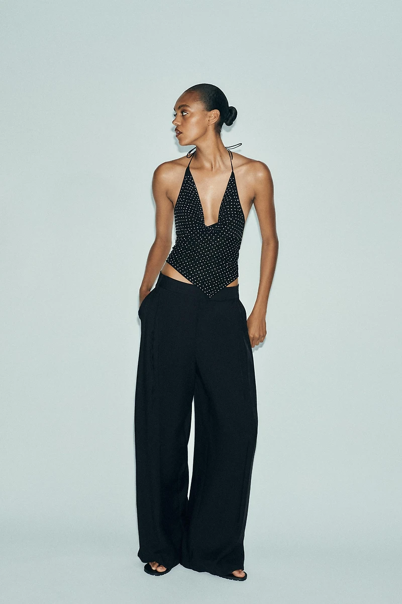 RHINESTONE TULLE TOP
