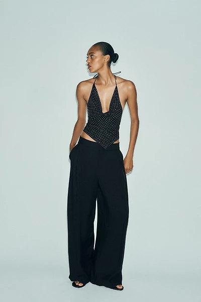 RHINESTONE TULLE TOP