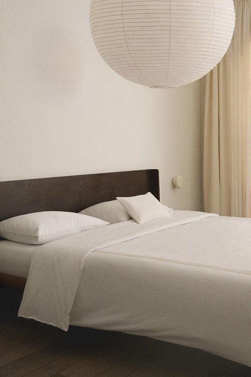 COTTON DUVET COVER WITH LINEN BORDER