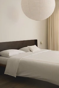 COTTON DUVET COVER WITH LINEN BORDER