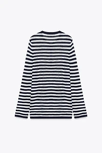 STRIPED BUTTON SWEATER