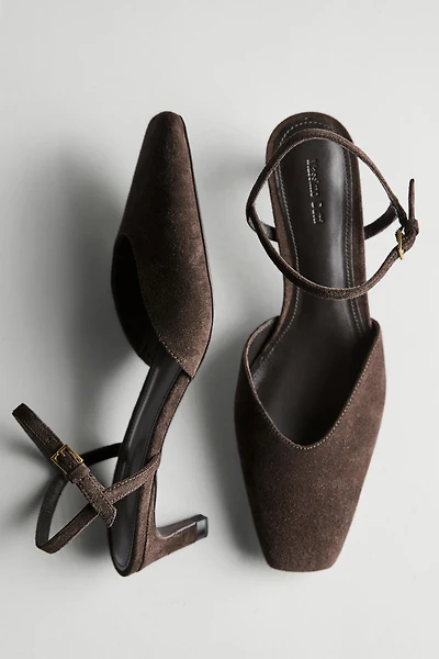 Split leather heeled shoes