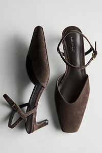 Split leather heeled shoes