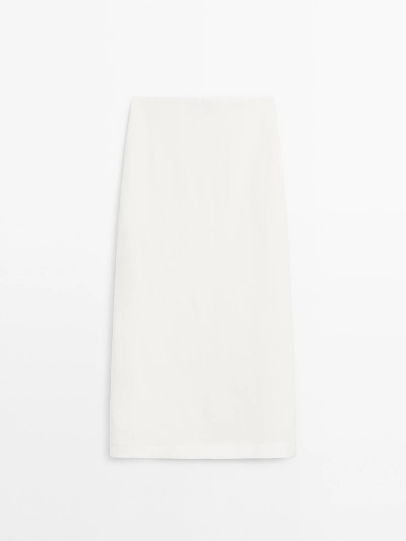 Straight hemp blend midi skirt