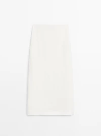 Straight hemp blend midi skirt