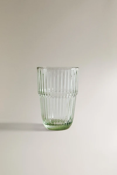 COLORED STRIPED GLASS TUMBLER