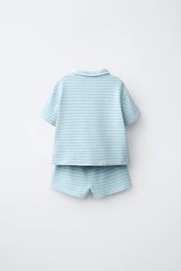 STRIPED POLO SHIRT AND BERMUDA SHORTS SET