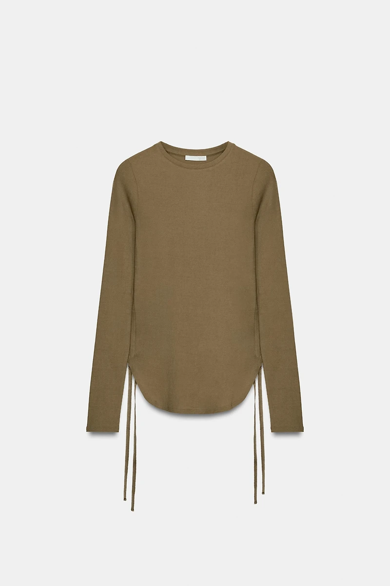 RUSTIC T-SHIRT WITH DRAWSTRINGS