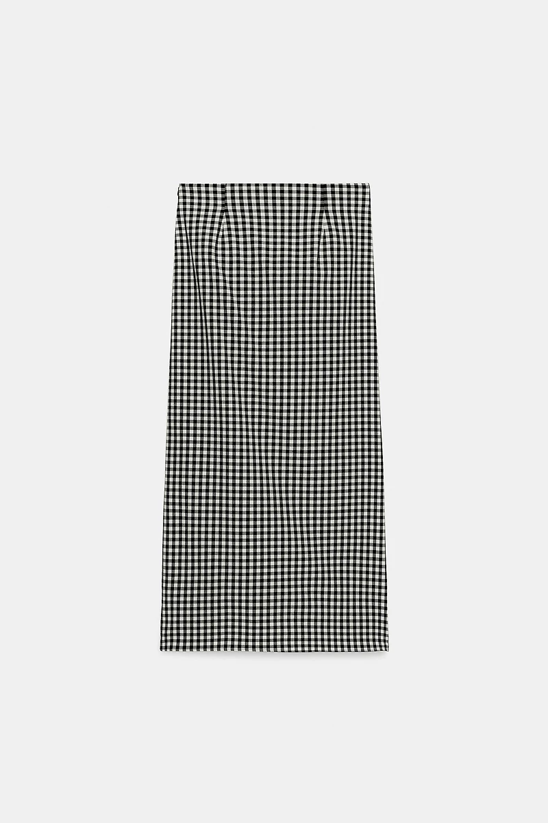 DRAPED GINGHAM SKIRT