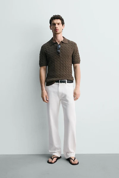 BRAIDED TEXTURED KNIT POLO