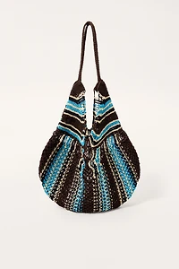 LIMITED EDITION STRIPED WOVEN MAXI BUCKET BAG