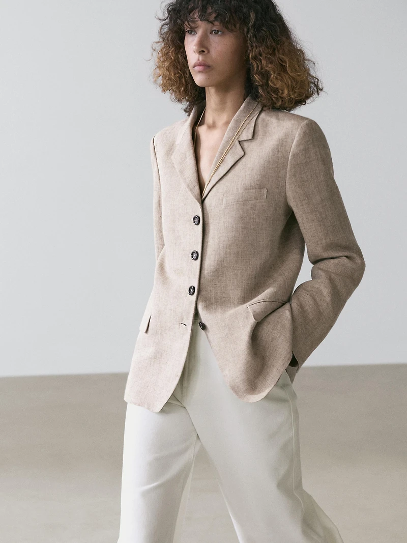 Veste de costume chinée 100 % lin