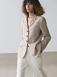 Veste de costume chinée 100 % lin