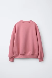 TEXT AND FLORAL EMBROIDERY SWEATSHIRT