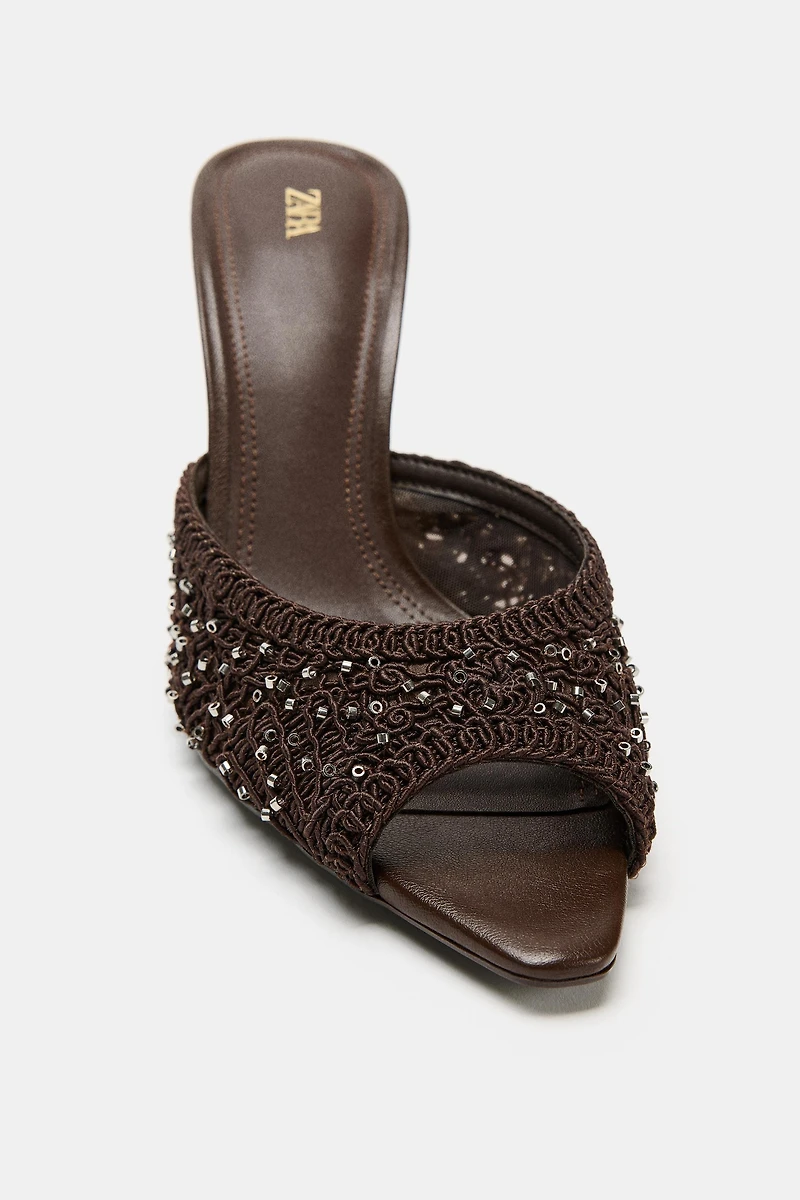 SPARKLY WOVEN MULE SANDALS