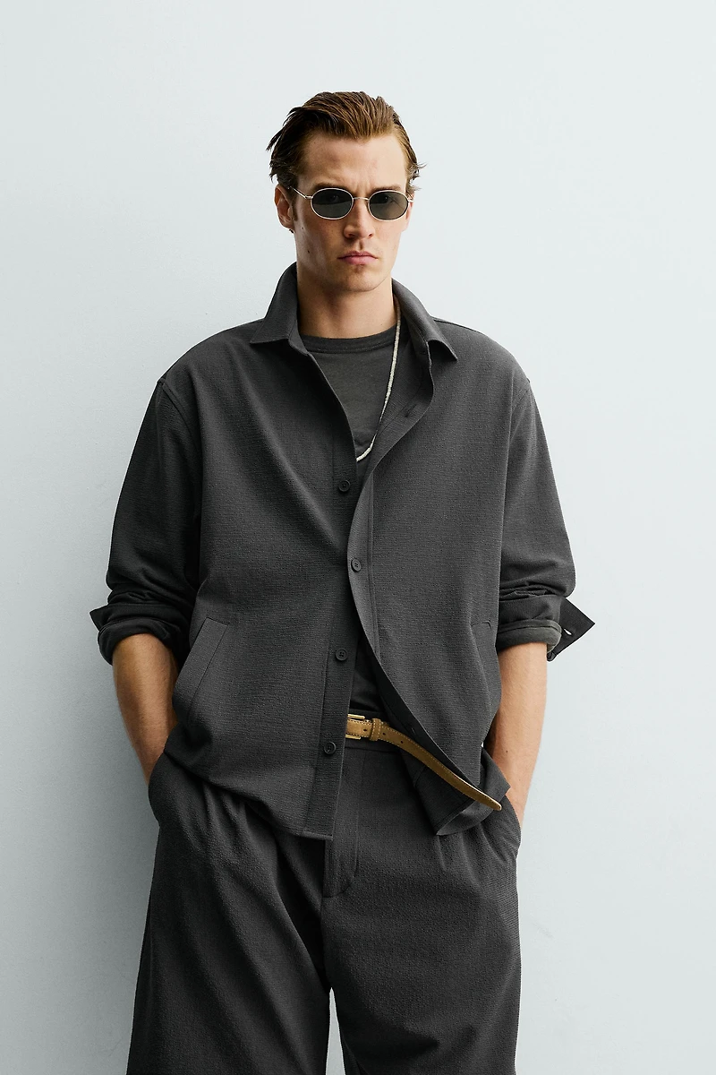 RELAXED FIT IRREGULAR TEXTURE OVERSHIRT