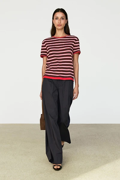 100% cotton short sleeve striped T-shirt
