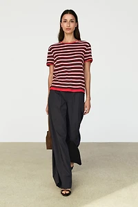 100% cotton short sleeve striped T-shirt