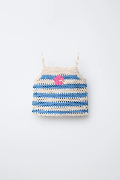 STRIPED CROCHET KNIT TOP