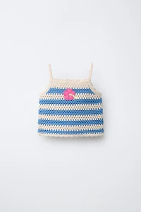 STRIPED CROCHET KNIT TOP