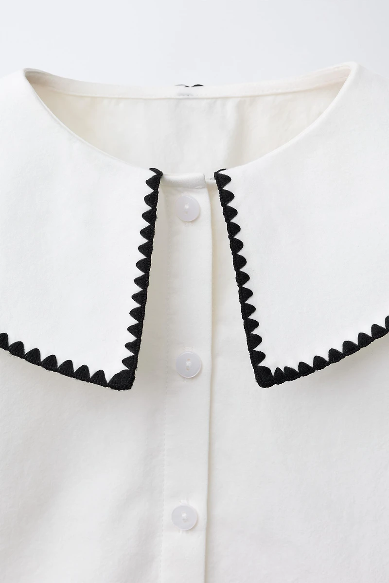 EMBROIDERED PETER PAN COLLAR BLOUSE