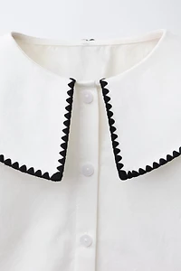 EMBROIDERED PETER PAN COLLAR BLOUSE