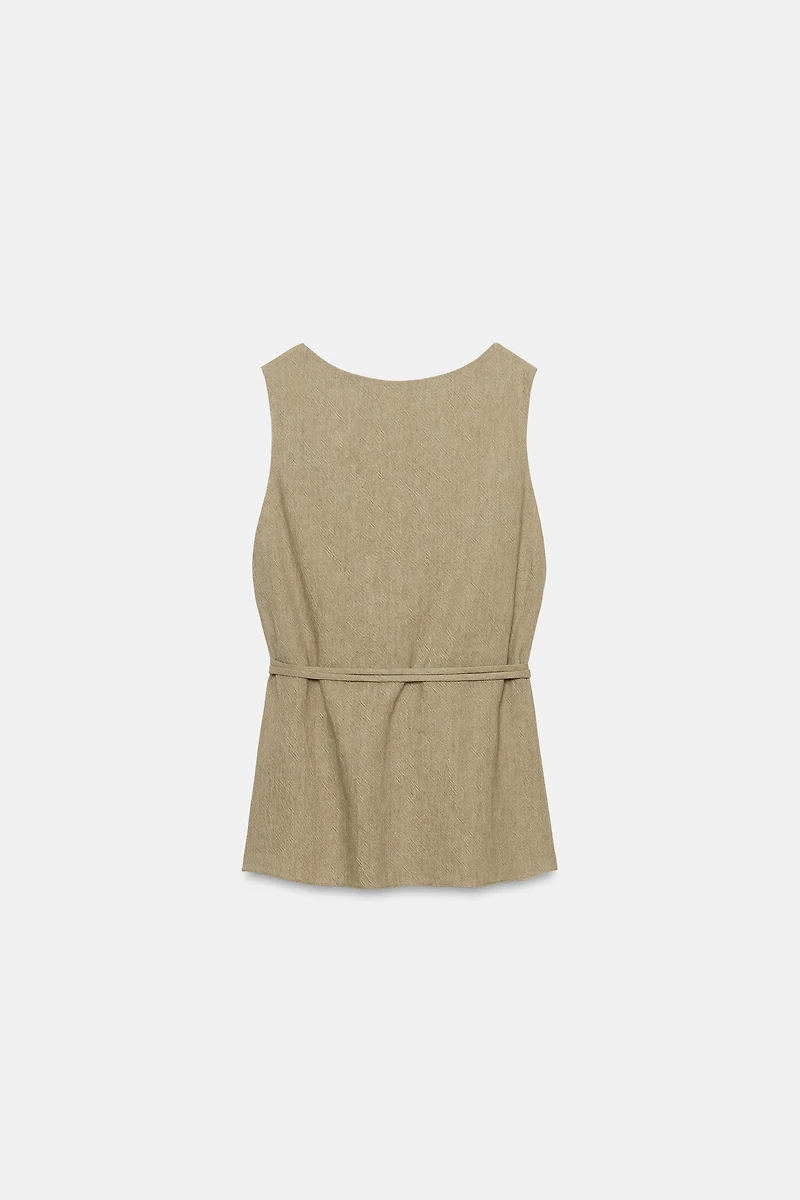 BELTED LINEN TOP ZW COLLECTION