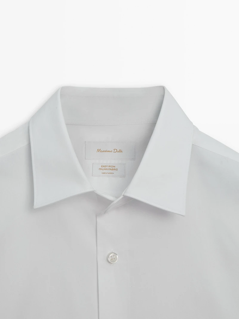 Chemise slim en popeline 100 % coton