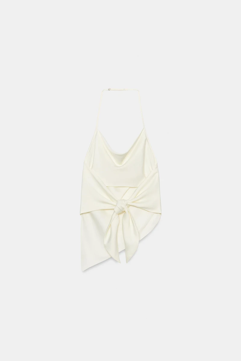 SATIN-EFFECT HALTER TOP