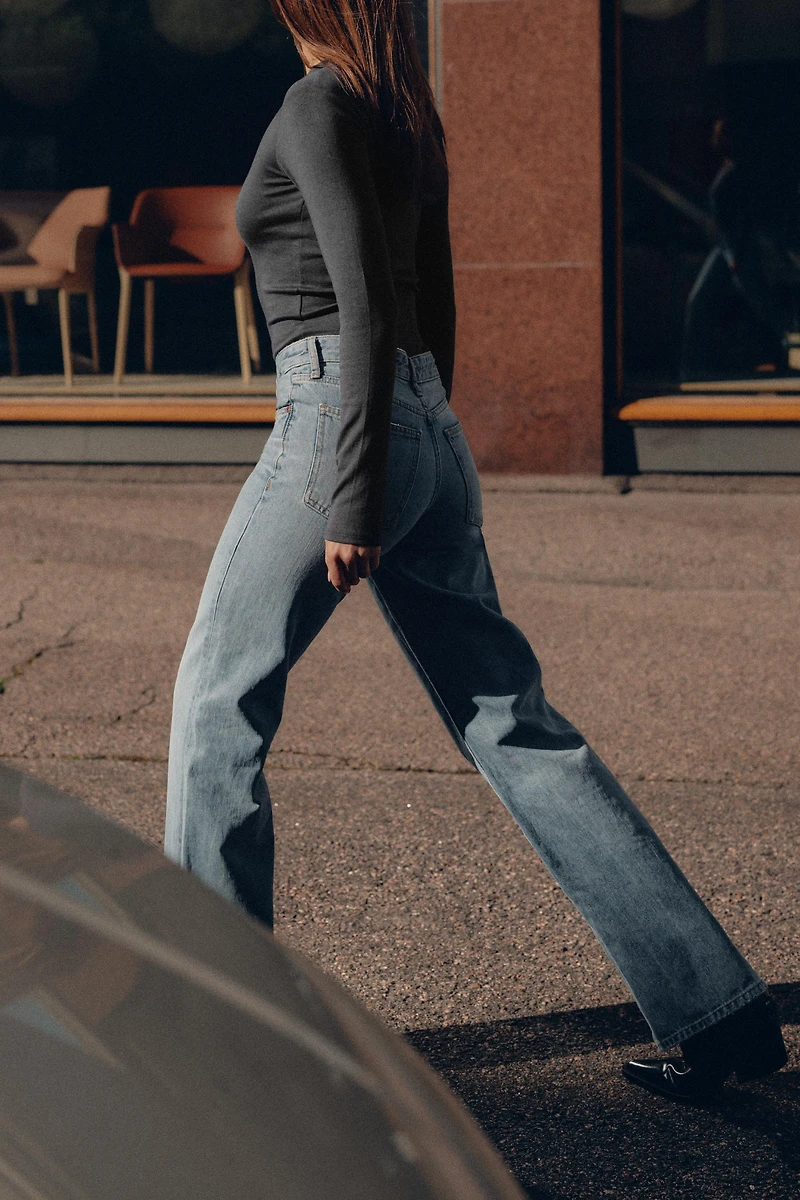 TRF MID-RISE WIDE LEG JEANS