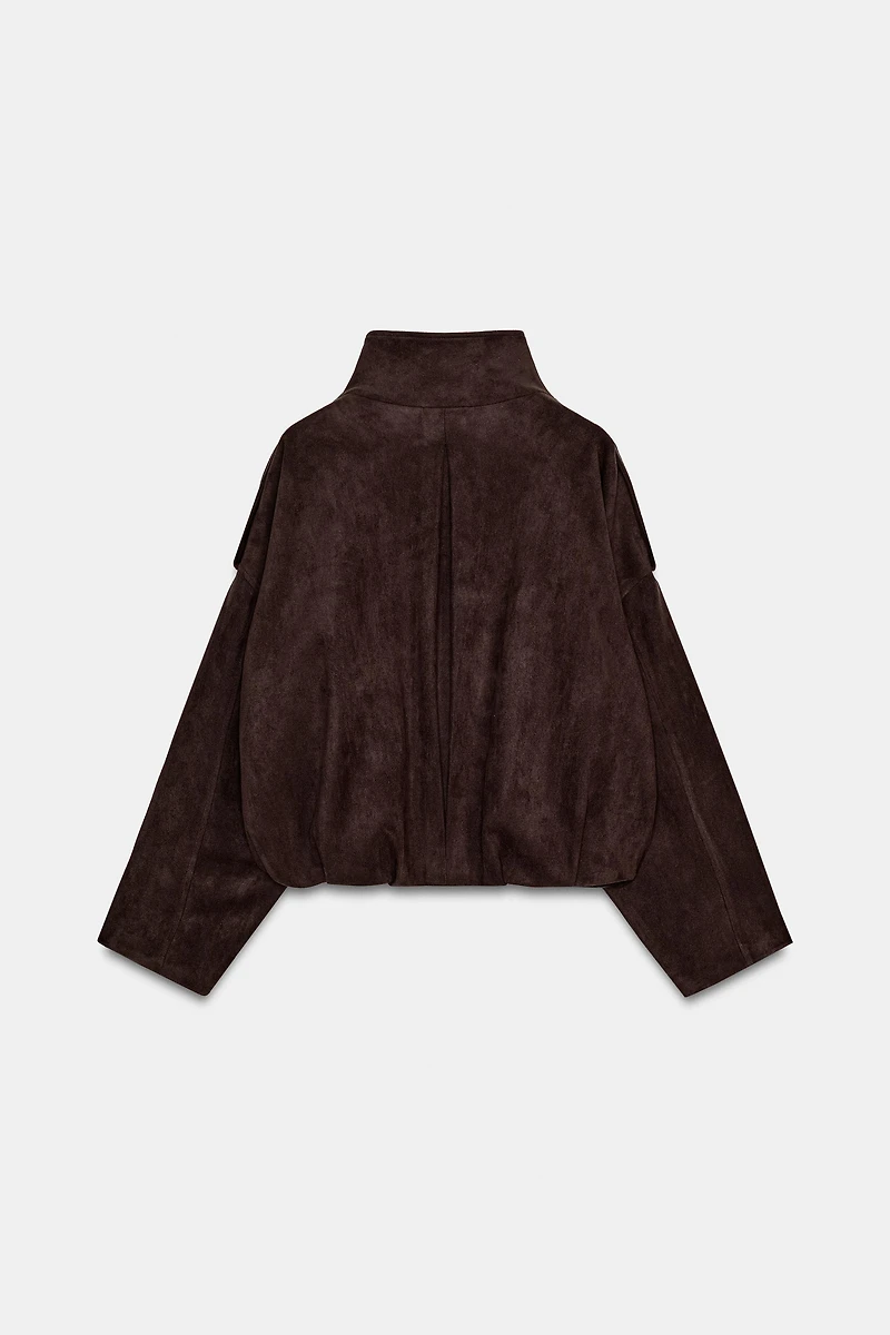 FAUX SUEDE JACKET WITH SHOULDER TABS