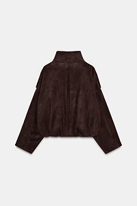 FAUX SUEDE JACKET WITH SHOULDER TABS