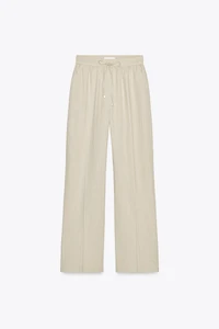 LINEN BLEND STRAIGHT PANTS