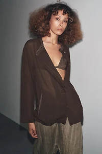 STRIPED LINEN TRIANGLE BRA